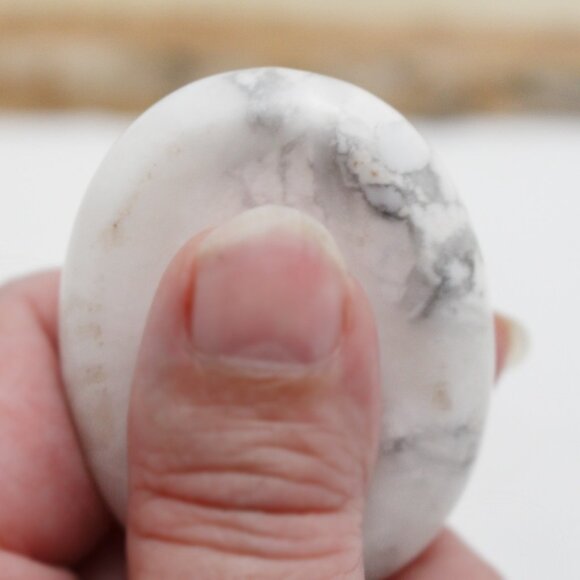White Howlite Pocket Worry Stone - Picture 10 of 12